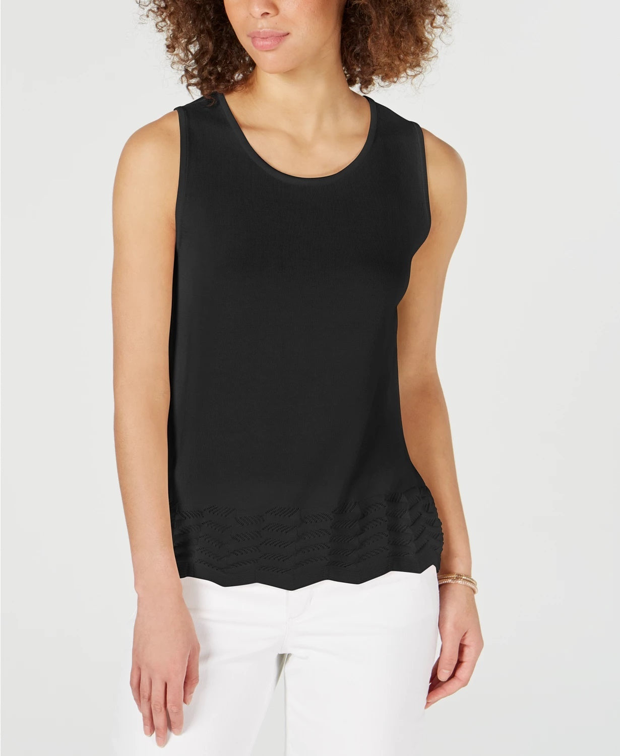 Charter Club Women's Sleeveless Zigzag Sweater  Black Size X-Small