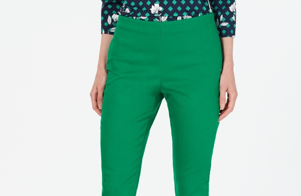 Charter Club Women's Chelsea Stretch Twill Skinny Pants Green Size 2 Petite