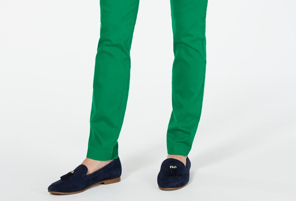 Charter Club Women's Chelsea Stretch Twill Skinny Pants Green Size 2 Petite