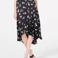 Alfani Women's Ruffled Floral-Print Midi Skirt Black Size 14