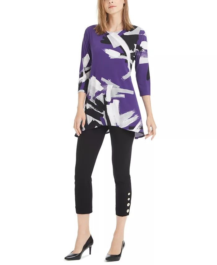 Alfani Women's Petite Printed Swing Top Purple Size X-Large