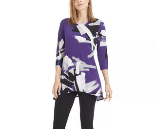 Alfani Women's Petite Printed Swing Top Purple Size X-Large