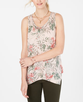 Style & Co Women's Printed Tank Top Pink Size Petite Medium