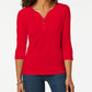 Karen Scott Women's Cotton Henley Shirt Red Size Petite Small