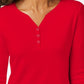 Karen Scott Women's Cotton Henley Shirt Red Size Petite Small
