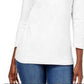 Karen Scott Women's Cotton V Neck Button Trim Top White Size Large