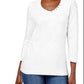 Karen Scott Women's Cotton V Neck Button Trim Top White Size Small