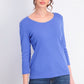 Karen Scott Women's Cotton 3/4 Sleeve Top Blue Size Small