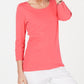 Karen Scott Women's Cotton 3/4-Sleeve Top Orange Size Medium