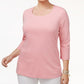 Karen Scott Women's Plus Size Cotton Scoop-Neck Top Dark Pink Size 0X