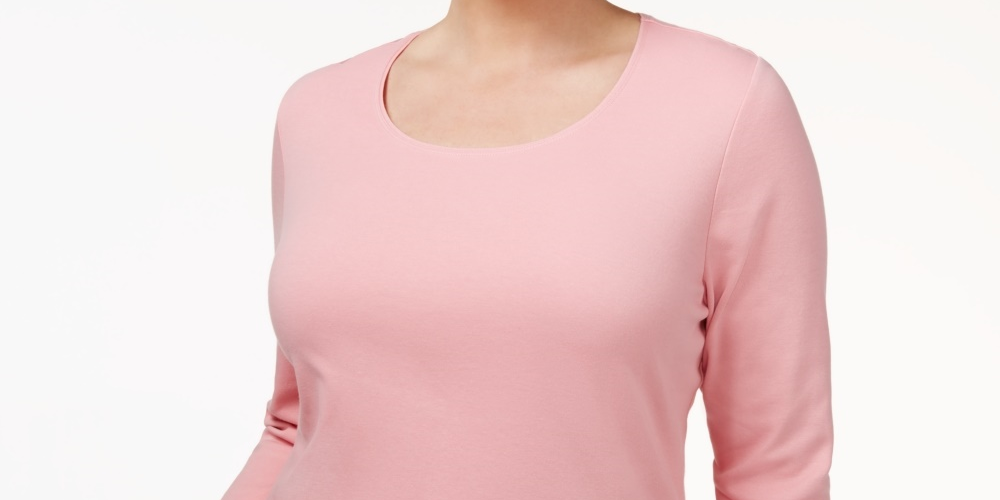 Karen Scott Women's Plus Size Cotton Scoop-Neck Top Dark Pink Size 0X