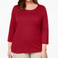 Karen Scott Women's Cotton Scoop Neck Top Red Size 0X