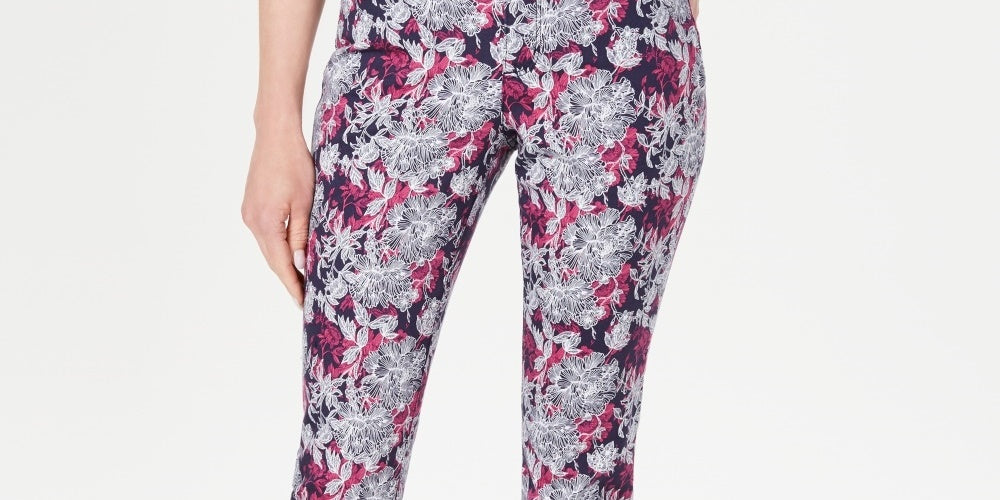 Charter Club Women's Bristol Ankle Floral Print Skinny Jeans Blue Size 8