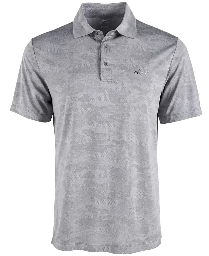 Attack Life Men's Camo Jacquard Polo Grey Size XX-Large