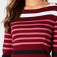 Charter Club Women's Pima Cotton Button Shoulder Stripe Top Red Size Medium