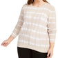 INC International Concepts Women's Plus Size Cotton Tie-Dyed Sweater Brown Size 2X
