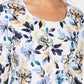 Karen Scott Women's Floral Print 3/4 Sleeve Top Navy Size Petite Small