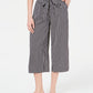 Maison Jules Women's Striped Wide-Leg Tie-Front Capri Pants Black Size X-Small