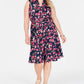 Charter Club Women's Belted Floral Print Dress Blue Size 20W