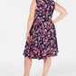Charter Club Women's Belted Floral Print Dress Blue Size 20W