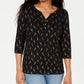 Karen Scott Women's Petite Giraffe-Print Henleyx-Small Black Size Petite