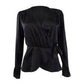 Bar III Women's Faux-Wrap Tie-Waist Top Black Size X-Small