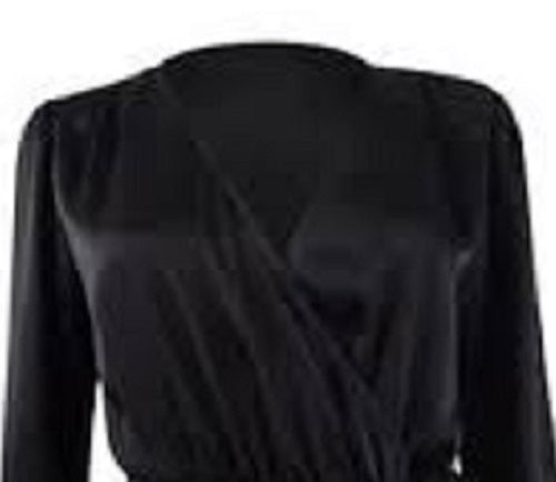 Bar III Women's Faux-Wrap Tie-Waist Top Black Size X-Small