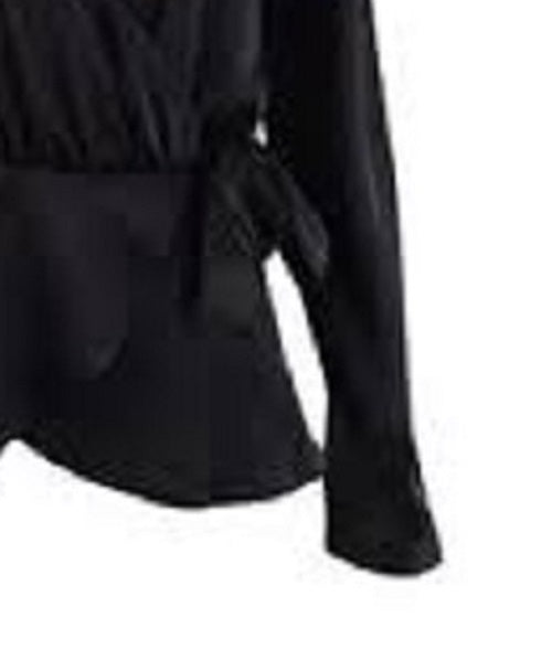 Bar III Women's Faux-Wrap Tie-Waist Top Black Size X-Small