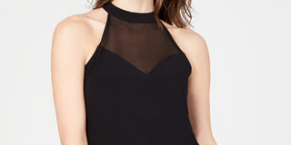 INC International Concepts Women's Petite Illusion Halter Top Black Size Petite Small