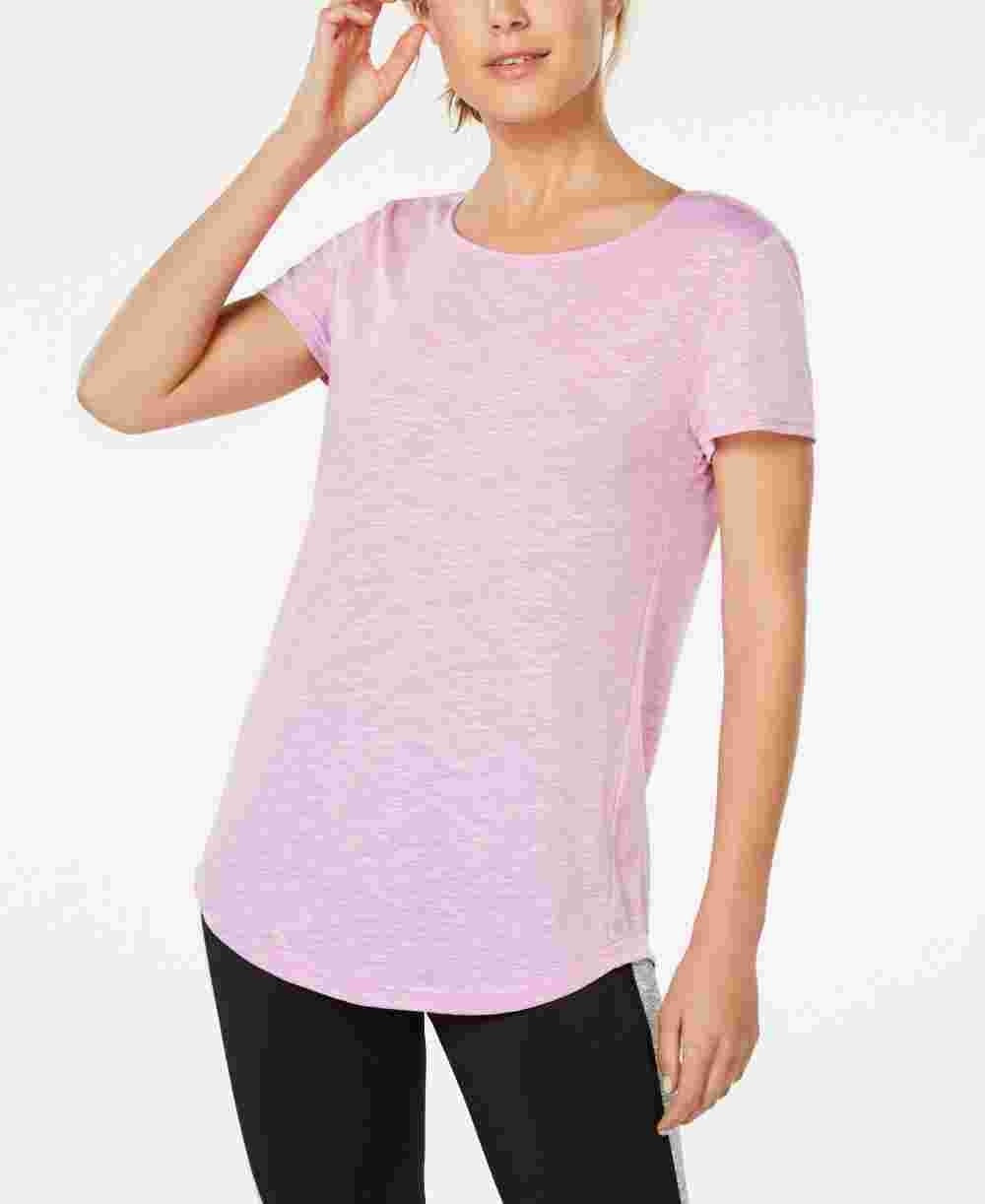 Ideology Women's Cross-Back T-Shirt  Dark Pink Size XX-Large
