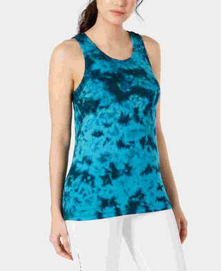 Ideology Women's Tie Dye Criss Cross Back Tank Top Turq/Aqua Size Medium