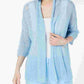 Alfani Women's Linen Blend Open Stitch Kimono Blue Size Small