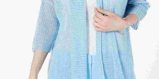 Alfani Women's Linen Blend Open Stitch Kimono Blue Size Small