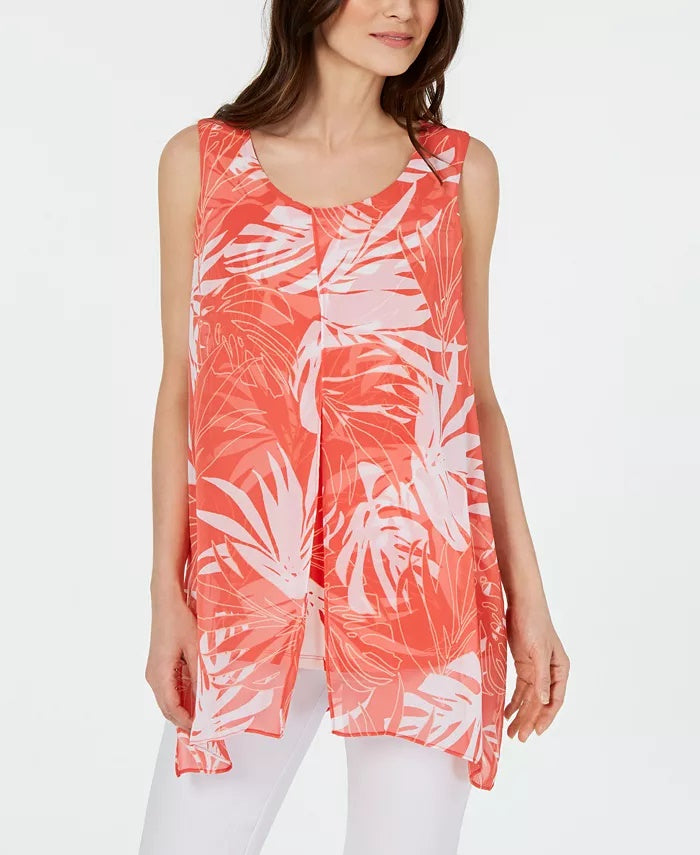 Alfani Women's Petite Layered Tunic Tank Orange Size Medium