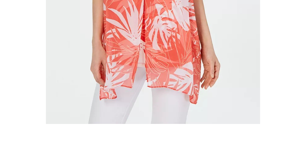 Alfani Women's Petite Layered Tunic Tank Orange Size Medium