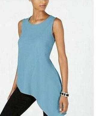 Alfani Women's Asymmetrical Hem Top Blue Size Small