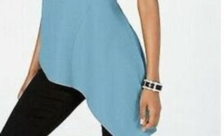 Alfani Women's Asymmetrical Hem Top Blue Size Small