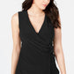 Alfani Women's Asymmetrical Wrap Top Black Size X-Large