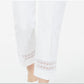 Alfani Women's Cropped Lace Inset Pants White Size 2 Petite