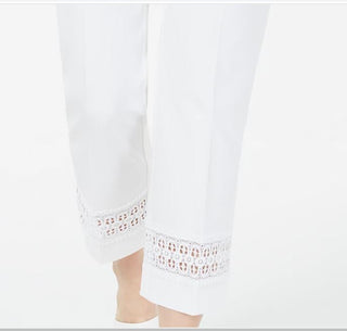Alfani Women's Cropped Lace Inset Pants White Size 2 Petite