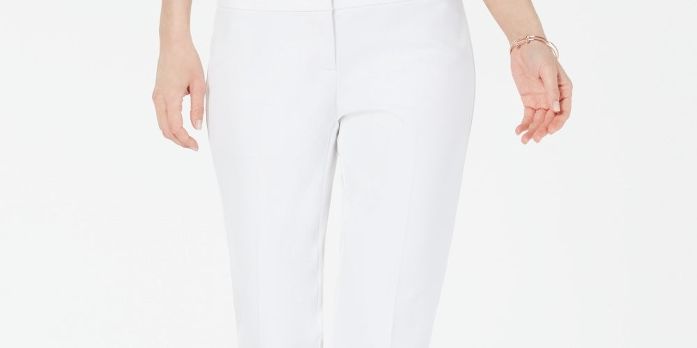 Alfani Women's Cropped Lace Inset Pants White Size 6 Petite