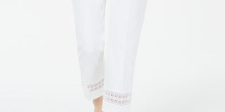 Alfani Women's Cropped Lace Inset Pants White Size 6 Petite