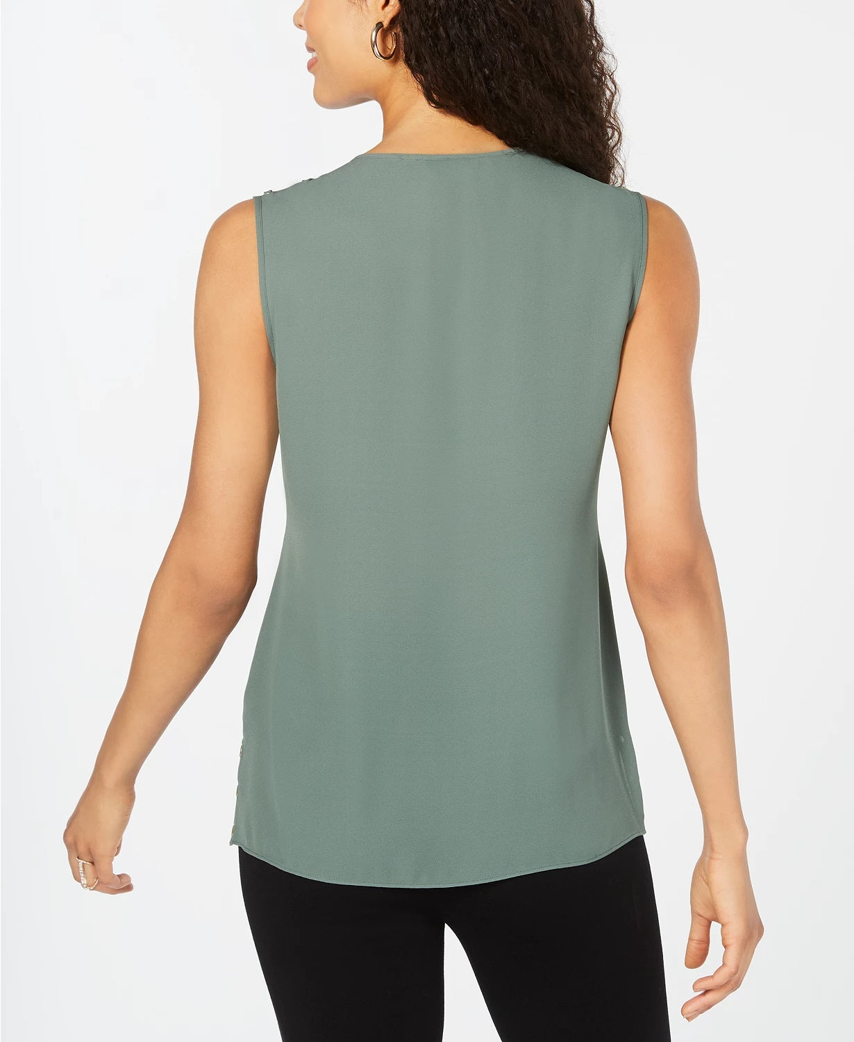 JM Collection Women's Grommet-Trim Top Green Size Medium