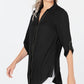 JM Collection Women's Caviar-Trim Button-Up Top  Black Size Small