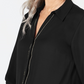JM Collection Women's Caviar-Trim Button-Up Top  Black Size Small