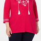 Charter Club Women's Plus Size Cotton Embroidered Peasant Top Dark Pink Size 2X