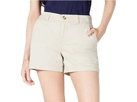 Maison Jules Women's Flat-Front Chino Shorts Beige Size 10