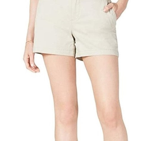 Maison Jules Women's Flat-Front Chino Shorts Beige Size 10