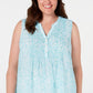 Charter Club Women's Plus Size Printed Pleated Top Blue Size 3X