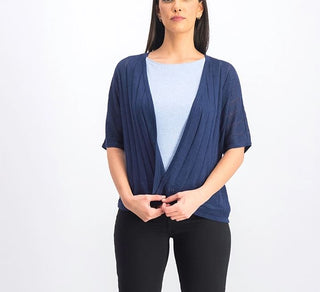 Charter Club Women's Pointelle Open Front Cardigan Blue Size Petite Medium